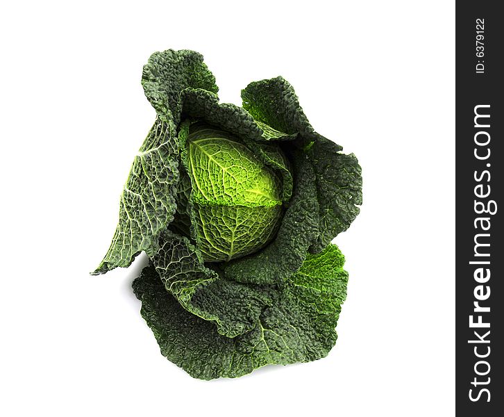 Shot of a homegrown cabbage on a white background