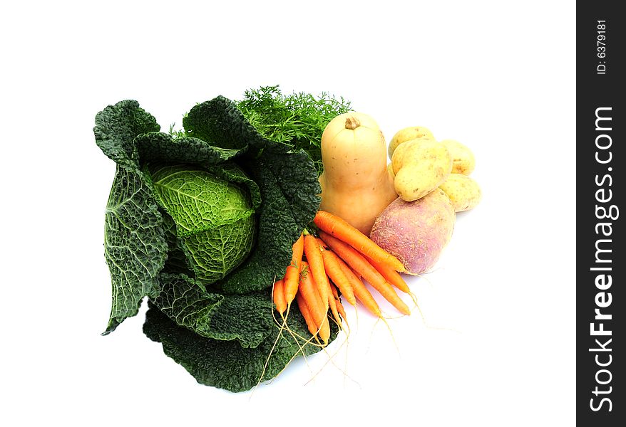 Shot of some healthy vegetables on white background