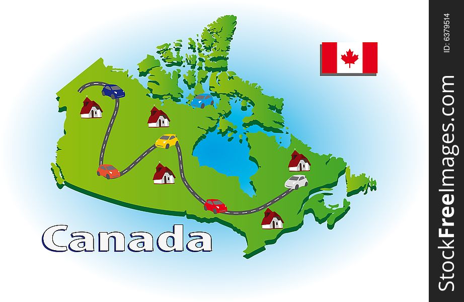 Map of Canada with icons. Map of Canada with icons