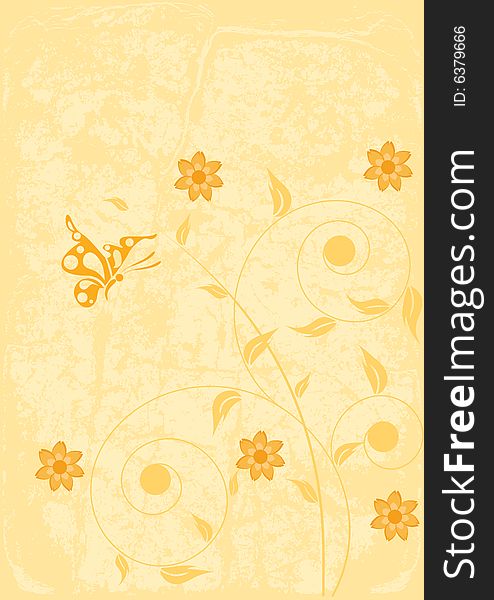 Decorative floral on grunge background, vector illustration.
Additional format: EPS-8