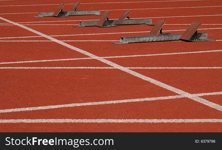 Starting blocks on athletics track