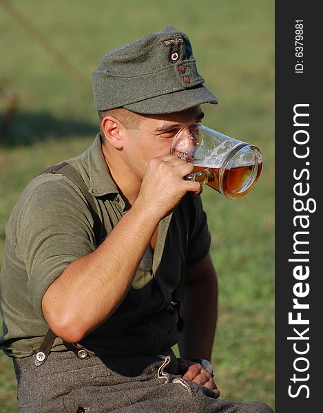 German soldier . WW2 reenacting