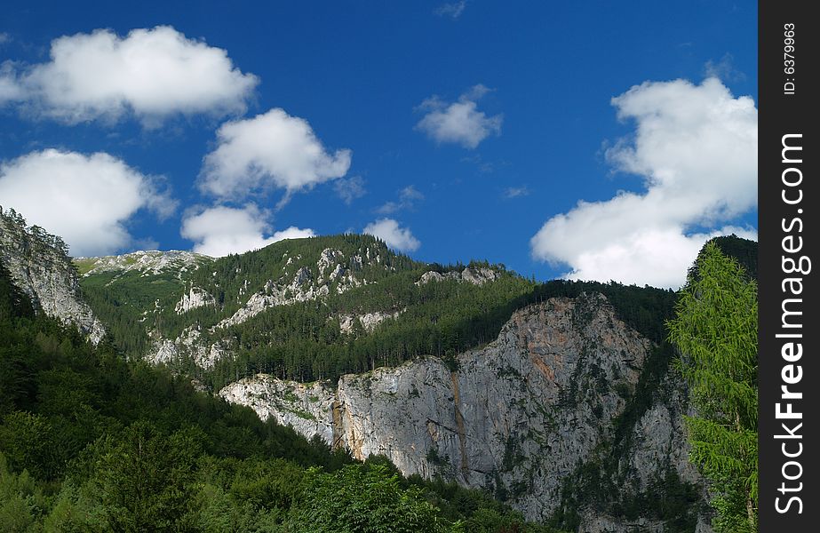 Steep limestone rock in Hollental, Austria. Steep limestone rock in Hollental, Austria