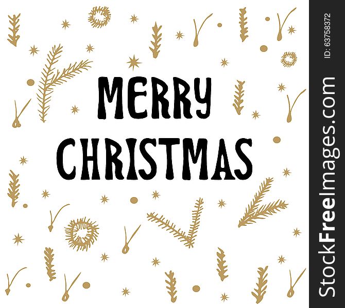 Xmas Christmas greeting card with lettering calligraphy