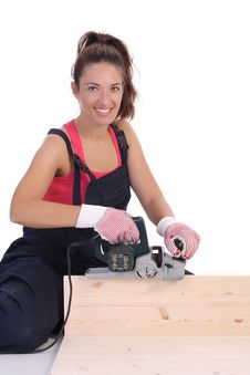 Woman Carpenter At Work Stock Image Woman Carpenter At Work Stock Image