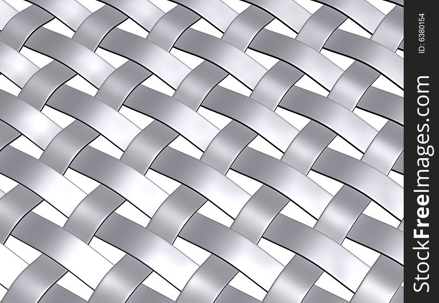 3d render of a metallic grey weave pattern,angle, view. 3d render of a metallic grey weave pattern,angle, view