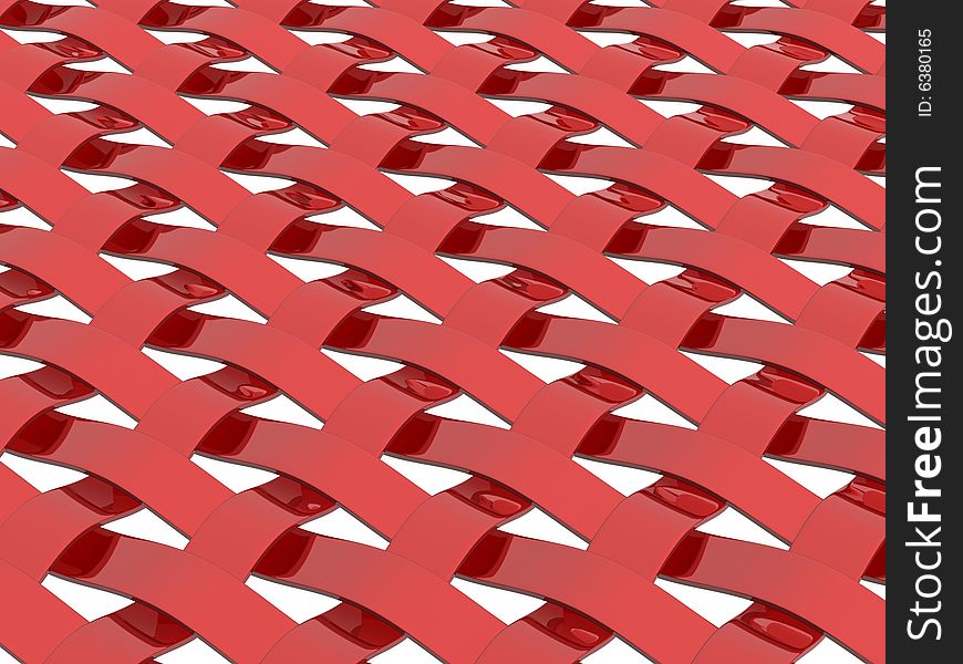 3d render of a metallic red weave pattern on white background. 3d render of a metallic red weave pattern on white background