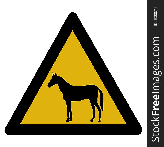 Warning sign - horse - a computer generated image