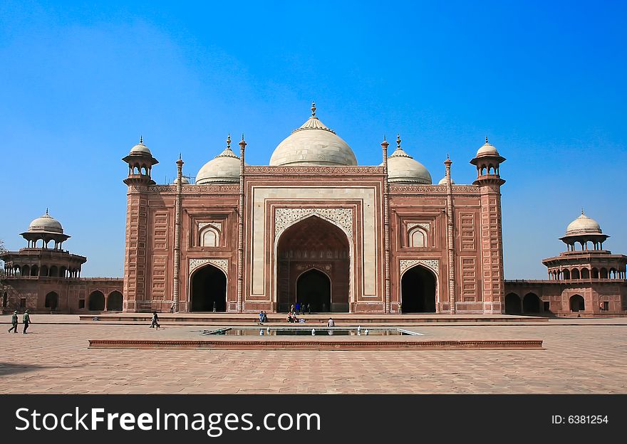 The entrance to Taj Mahal complex, Agra, India