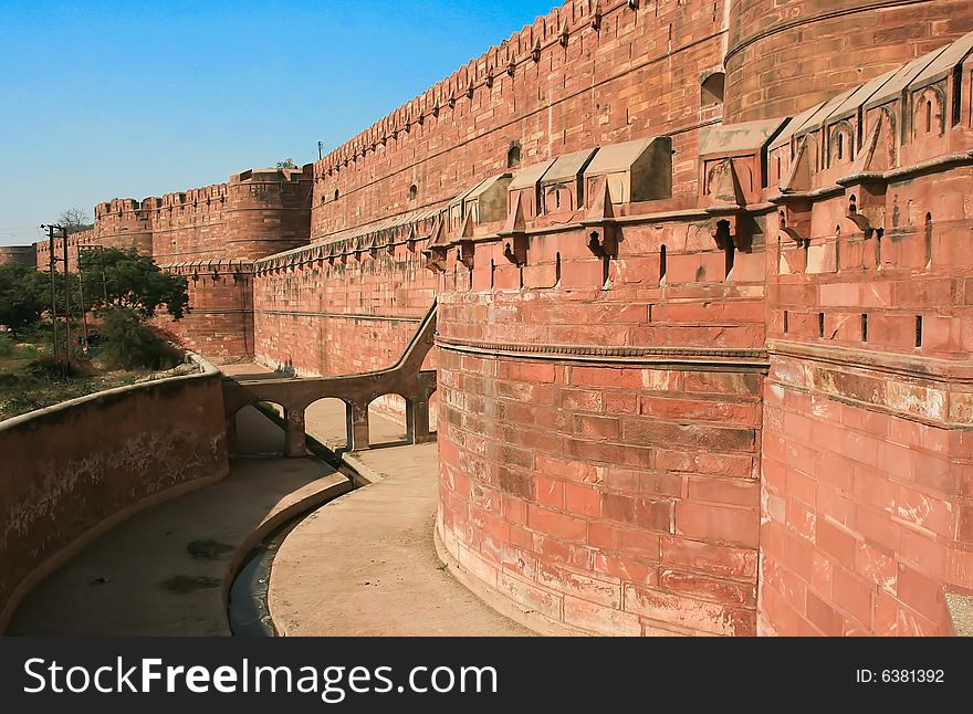 Walls of Agra Fort in India. Walls of Agra Fort in India