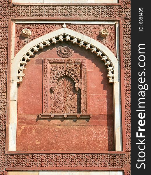 Colourful detail of redstone Agra Fort, India. Colourful detail of redstone Agra Fort, India