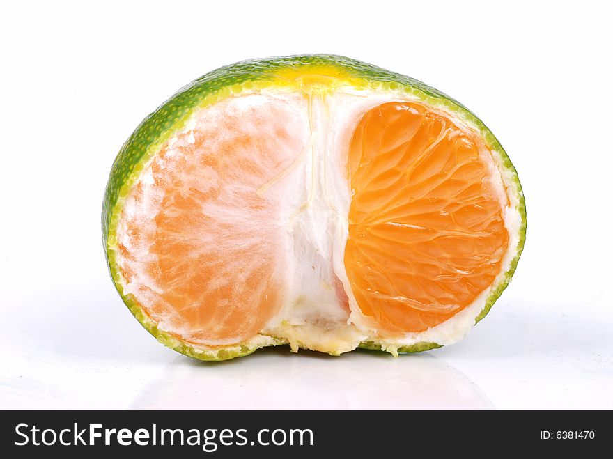 Close up of a orange on white background.