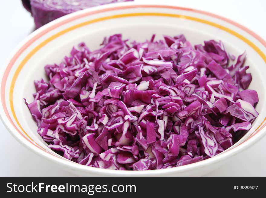 A bowl of red cabbage ready for cocking