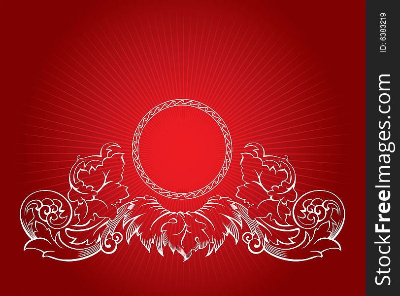 Red sun with white ornament