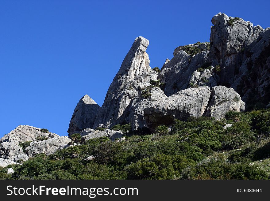 Rocks in a mountains of Majorca in Spain