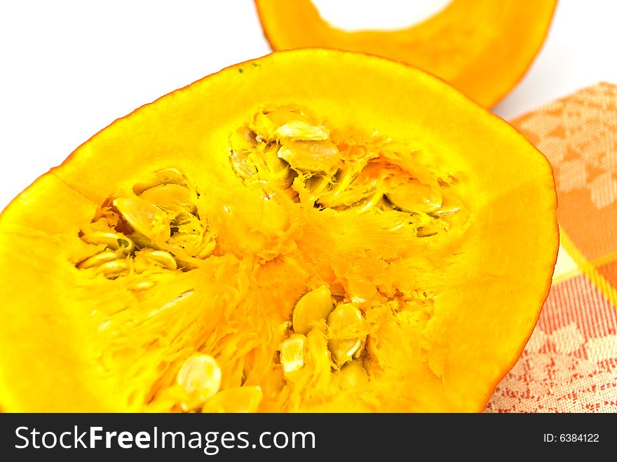 Slices of ripe yellow pumpkin.