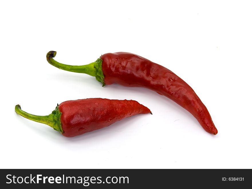 Red chili pepper on the white background