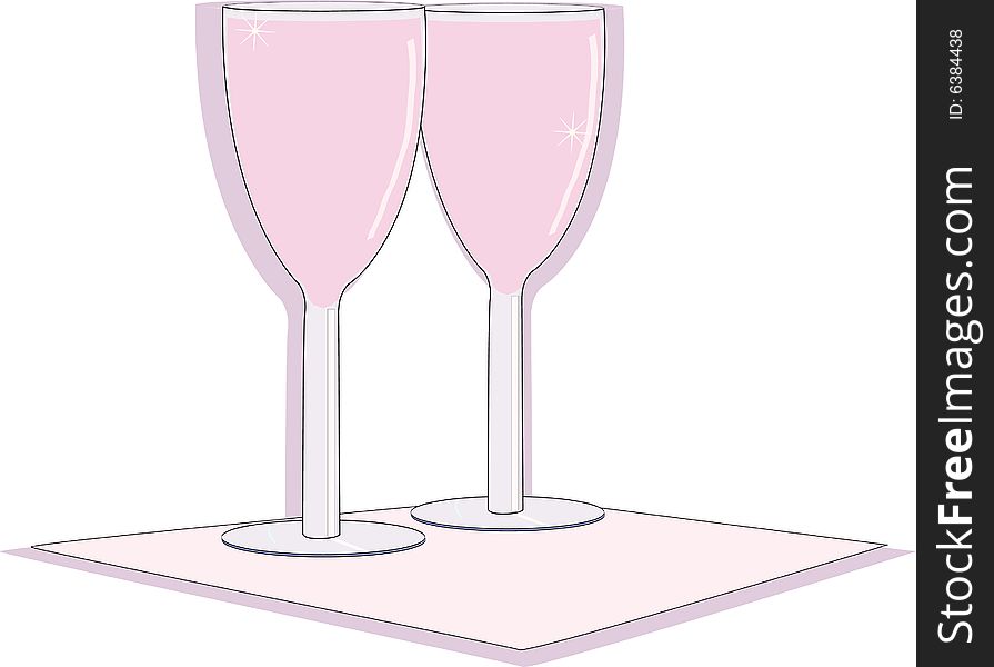 Two glasses with pink drink and shadow