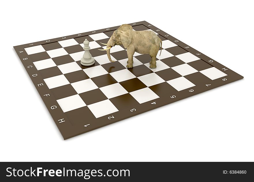 Elephant and chess. Rendered with Vray 1.50 SP2