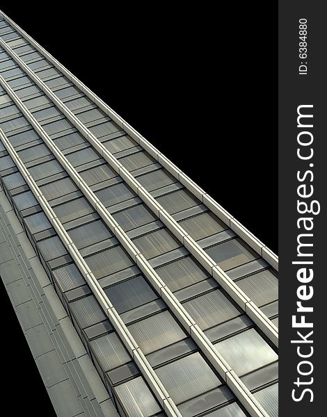 Cut out of skyscraper with black background for copy space