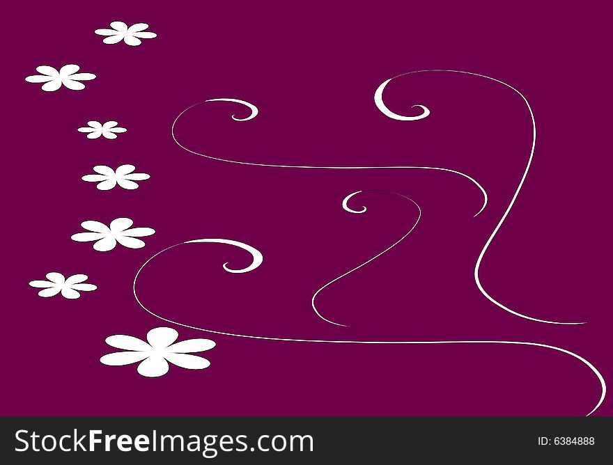 Floral design with few flowers in a maroon background. Floral design with few flowers in a maroon background
