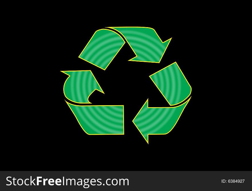 A symbol of recycling in a black background. A symbol of recycling in a black background.