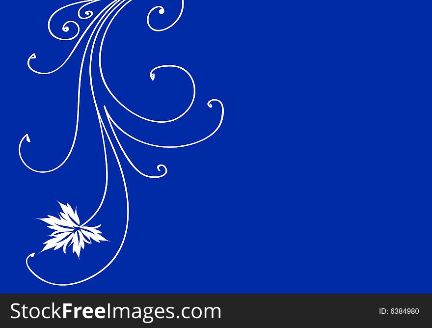 A floral design in a blue background