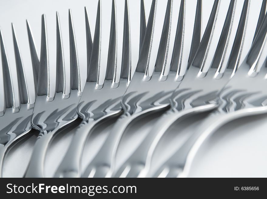 Close up of forks isolated on a white background. Close up of forks isolated on a white background