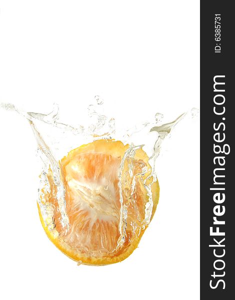 Orange fruit splash in water. Orange fruit splash in water