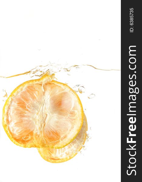 Orange fruit splash in water. Orange fruit splash in water