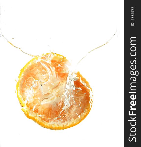 Orange fruit splash in water. Orange fruit splash in water