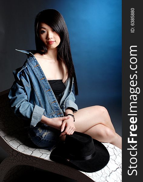 Pretty asian girl image at the studio background