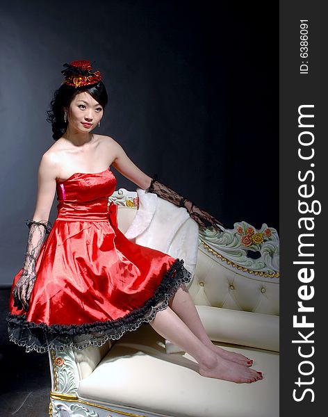 Pretty asian girl image at the studio background