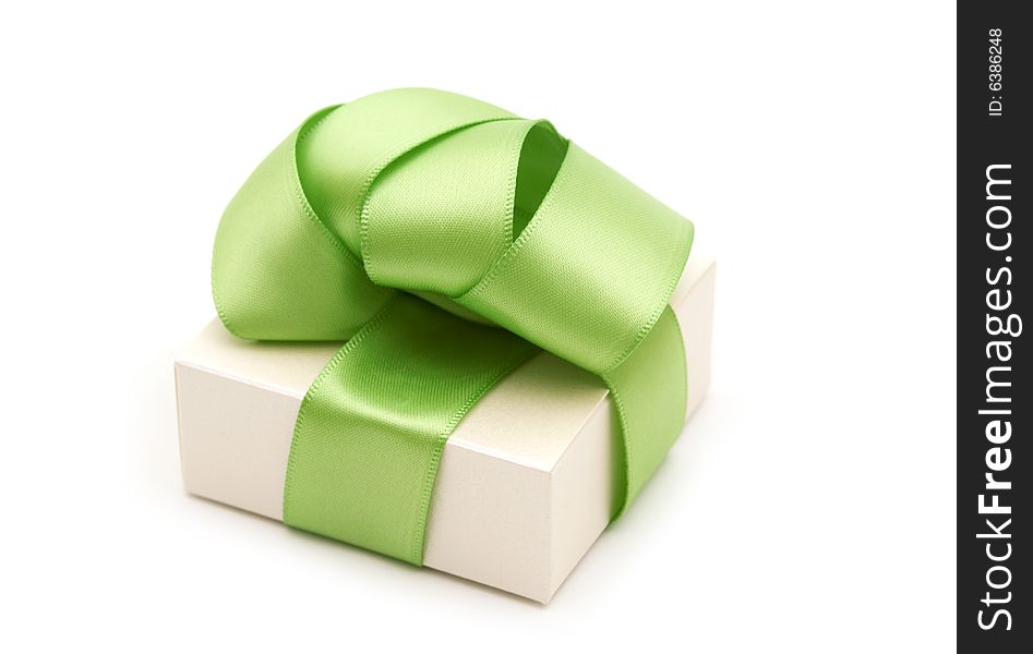 One fancy gift box on white background. One fancy gift box on white background