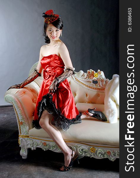 Pretty asian girl image at the studio background