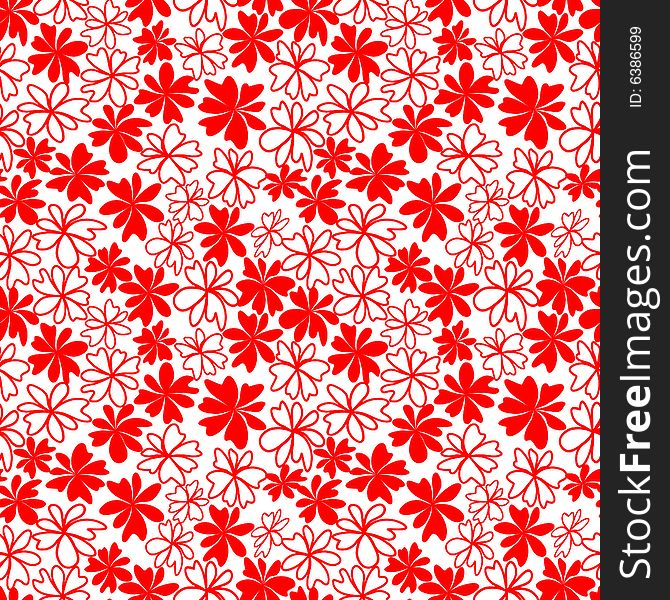 Red repeating flower vector background. Red repeating flower vector background