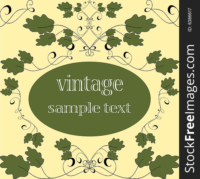 Floral green vintage vector card. Floral green vintage vector card