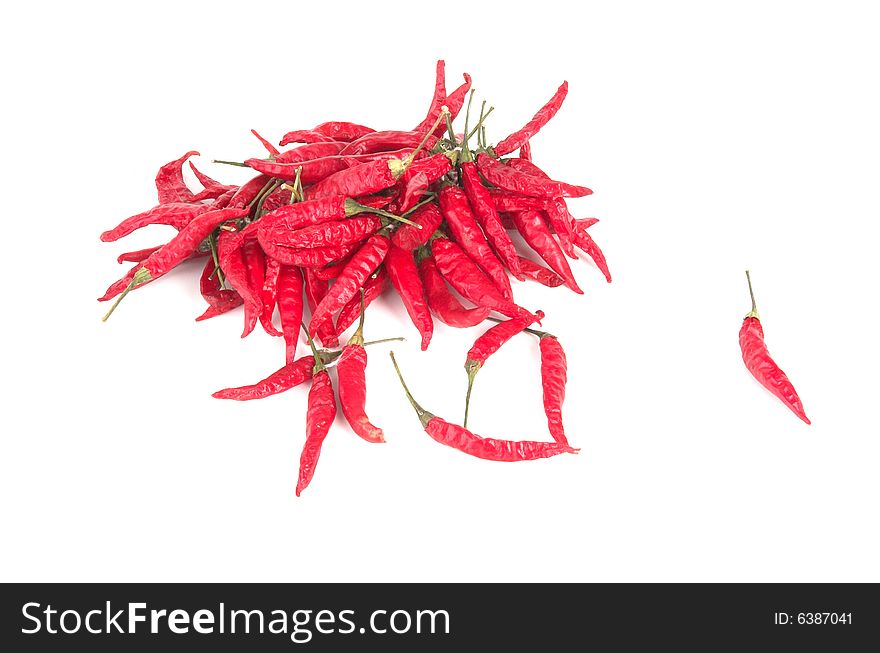 Red chili peppers on a white background