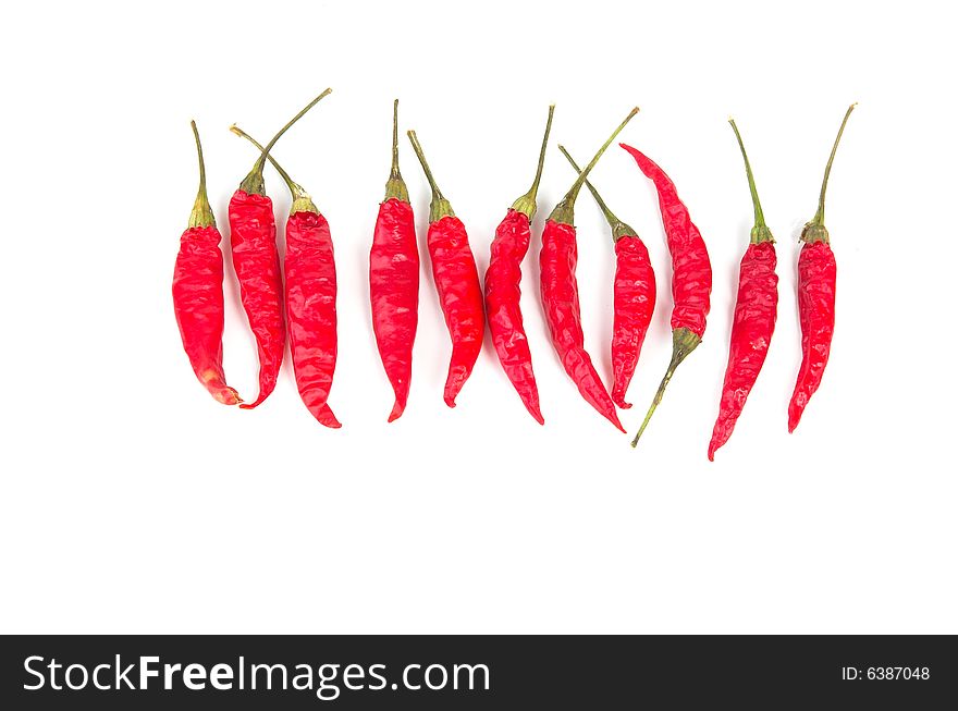 Red chili peppers on a white background