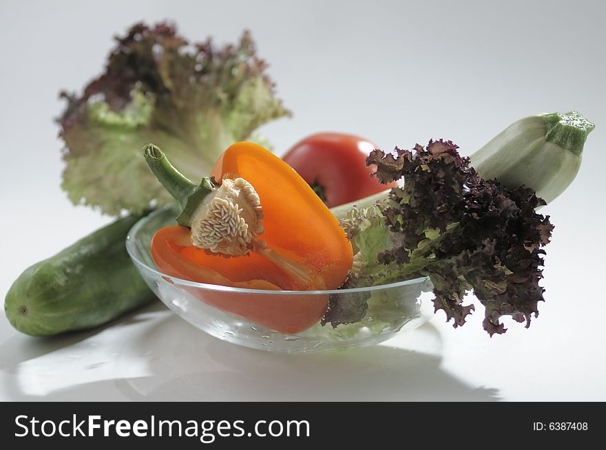 Fresh vegetables for light salad preparation. Fresh vegetables for light salad preparation.