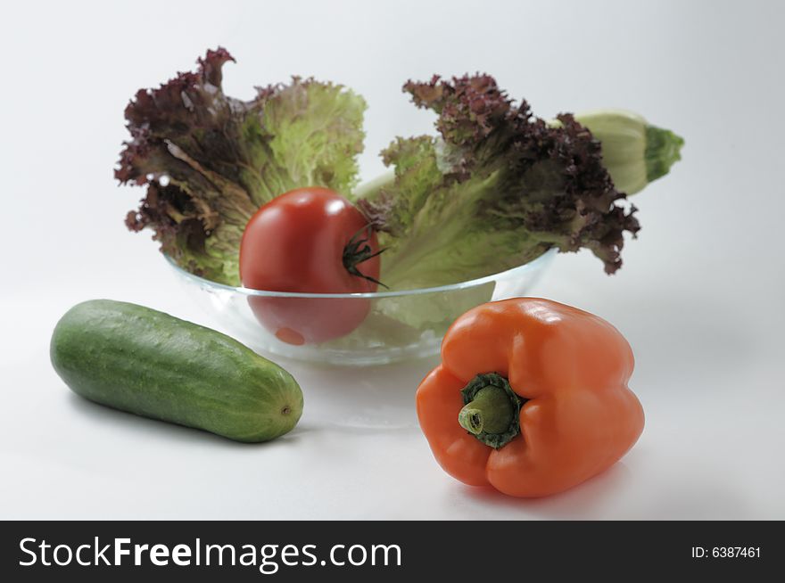 Fresh vegetables for light salad preparation. Fresh vegetables for light salad preparation.