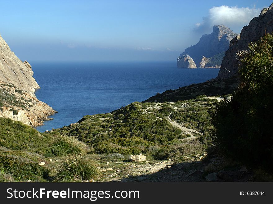 Landscape with a view to a bay in a North of island of Majorca in Spain. Landscape with a view to a bay in a North of island of Majorca in Spain