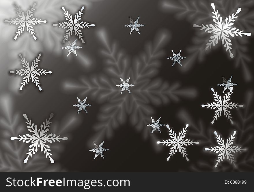 Vector illustration withe groupe of snowflakes on blak and wite background. Vector illustration withe groupe of snowflakes on blak and wite background