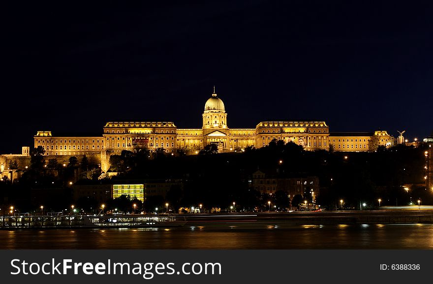 Sight of the Budapest castle at night