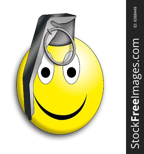 Illustration of hand grenade with smiley face