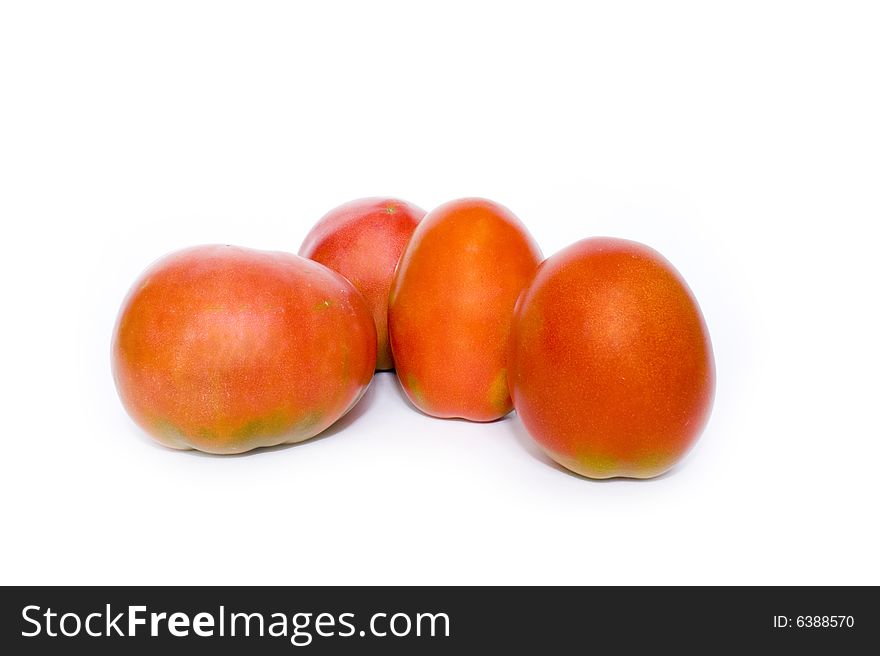 Tomatoes on a white background.