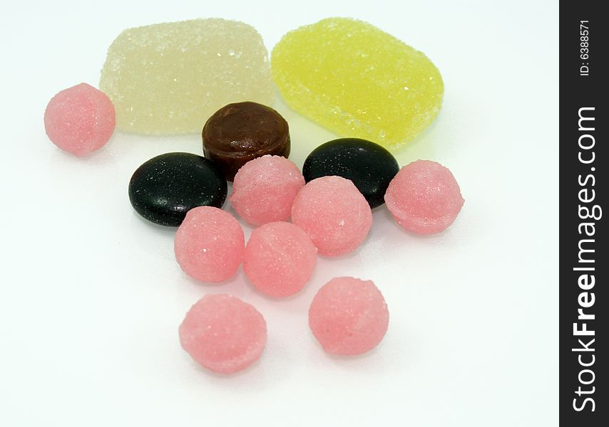 Colorful candies in white isolation