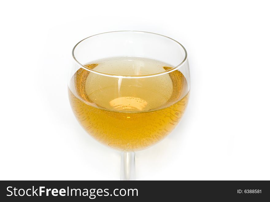 Glass with wine on a white background.