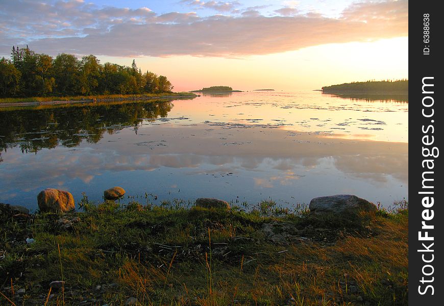 Sunset on the White Sea, Karelia, Russia. Sunset on the White Sea, Karelia, Russia