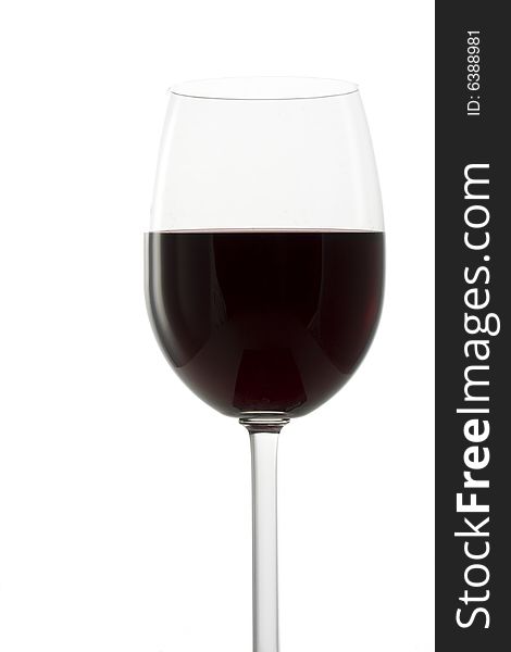 A glass of red wine isolated on white background
